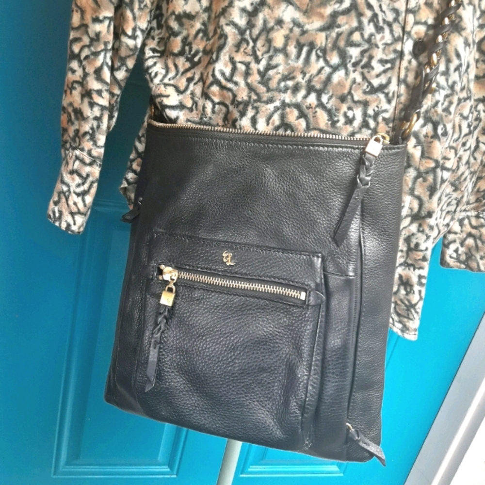 Genuine Leather Crossbody Bag Vintage Designer Purse Soft Pebbled Leather Long - Picture 10 of 16